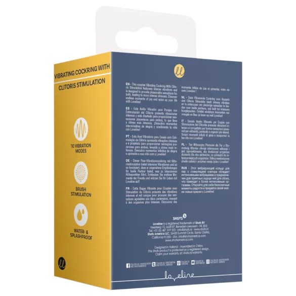 Loveline - vibracijski obroč za penis s stimulacijo klitorisa - siva