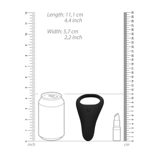 Loveline - vibracijski obroček z dolgim penisom in semenčicami na baterije (črn)