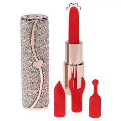   Loveline Candy - vibrator v obliki šminke s 4 nastavki (rožnate barve)