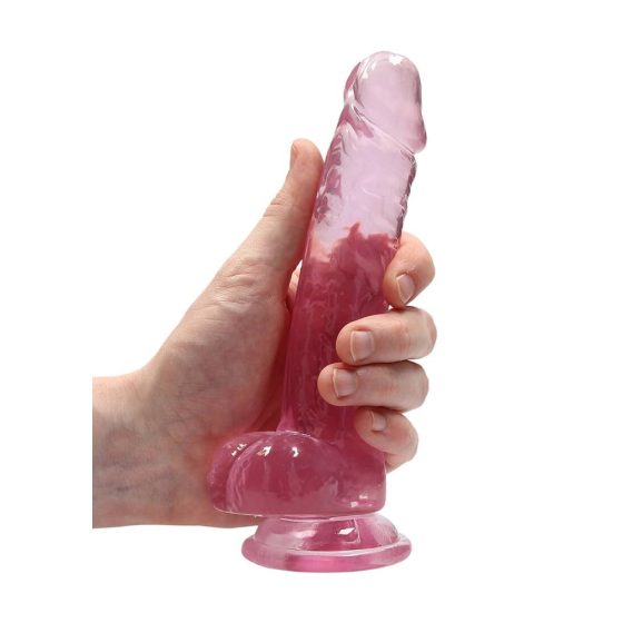 REALROCK - prozoren realistični dildo - roza (17 cm)
