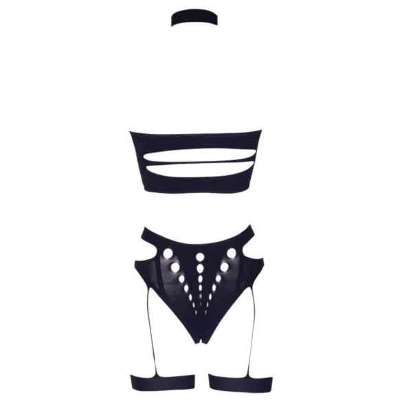 Le Désir Plus Size - erotično perilo komplet 3-delni - črna - XL-4XL