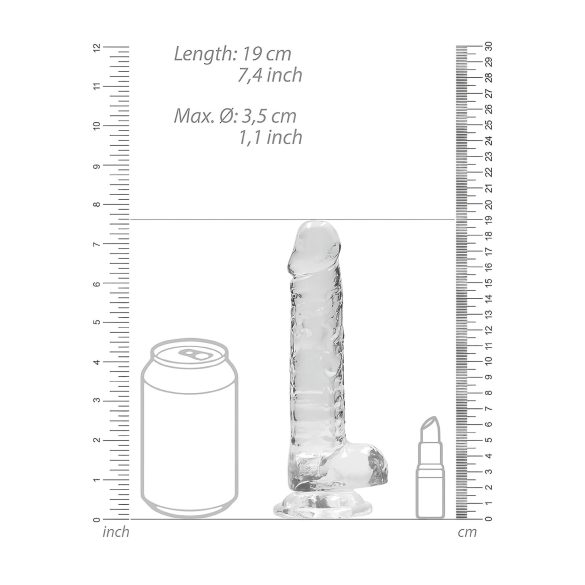 RealRock - realistični dildo - prozoren - 17 cm