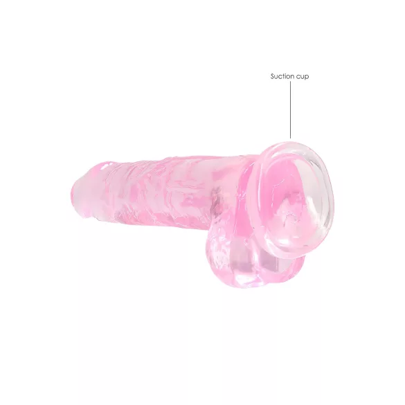 RealRock - realistični dildo - prozoren roza - 19 cm