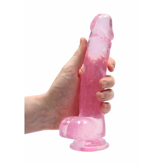 REALROCK - prozoren realističen dildo - roza (19 cm)