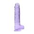 RealRock - realistični dildo - prozoren, vijoličen, 22 cm