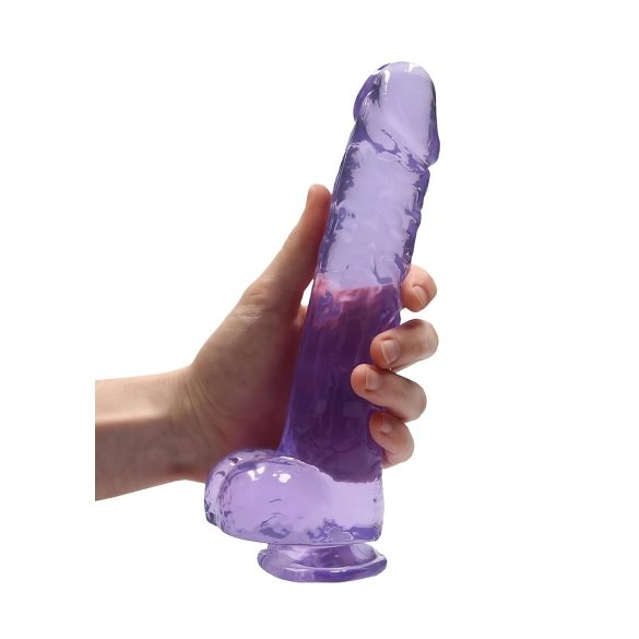RealRock - realistični dildo - prozoren, vijoličen, 22 cm