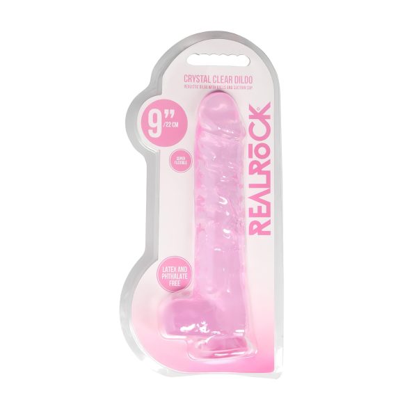 RealRock - realistični dildo - roza prozoren - 22 cm