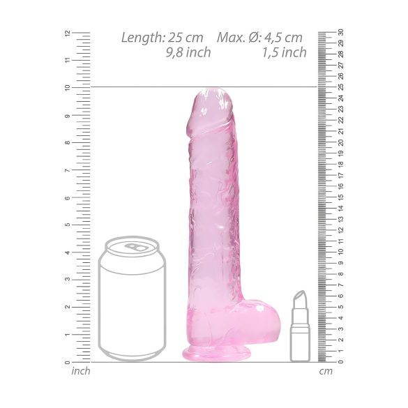 RealRock - realistični dildo - roza prozoren - 22 cm