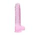 RealRock - realistični dildo - roza prozoren - 22 cm