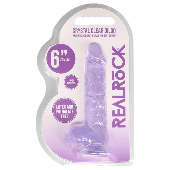 REALROCK - prozoren realistični dildo - vijoličen (15 cm)