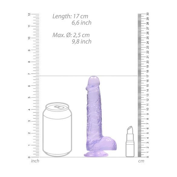 REALROCK - prozoren realistični dildo - vijoličen (15 cm)