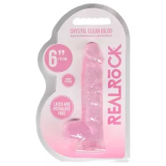   RealRock - dildo za odrasle - realističen - roza prozoren 15 cm