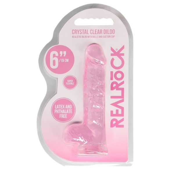 REALROCK - prozoren realističen dildo - roza (15cm)