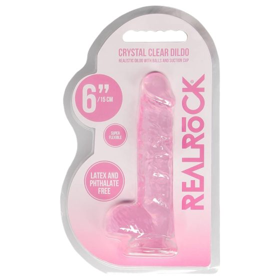 REALROCK - prozoren realistični dildo - roza (15 cm)