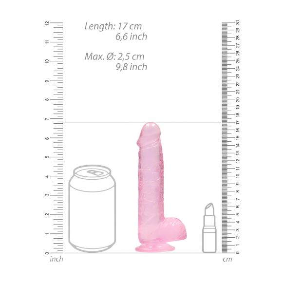 REALROCK - prozoren realističen dildo - roza (15cm)