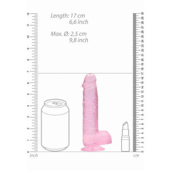 REALROCK - prozoren realistični dildo - roza (15 cm)