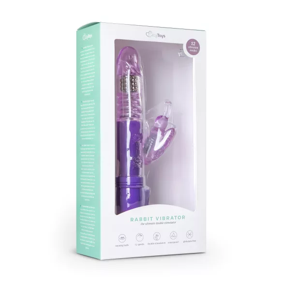 Easytoys Butterfly - vibrator z rotacijo in potiskanjem - vijoličen