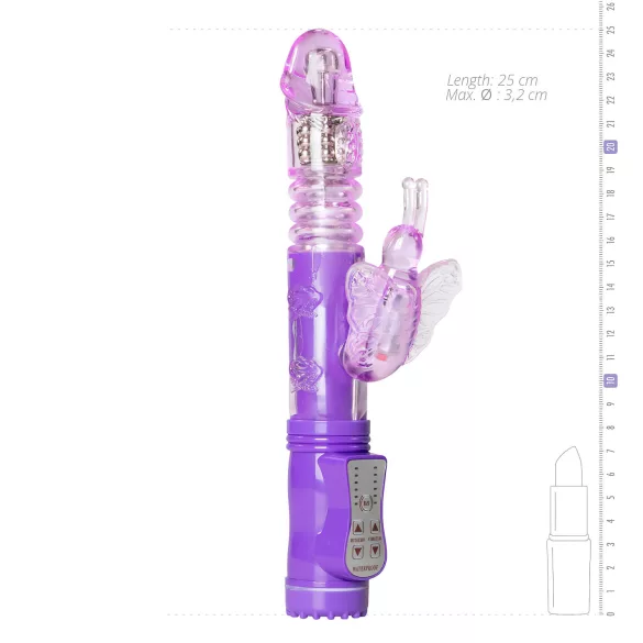 Easytoys Butterfly - vibrator z rotacijo in potiskanjem - vijoličen