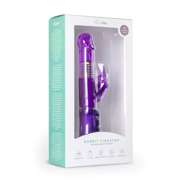 Easytoys Rabbit - vibrator z vrtljivimi perlicami in klitoralnim nastavkom