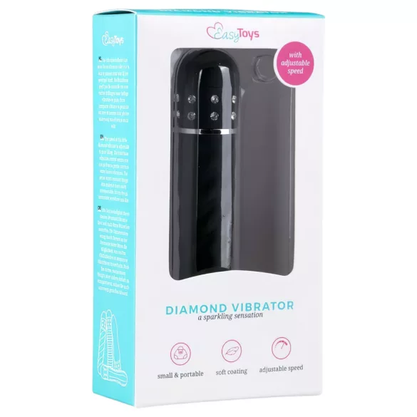 Easytoys - vibrator v obliki palice - diamantni vzorec - črna