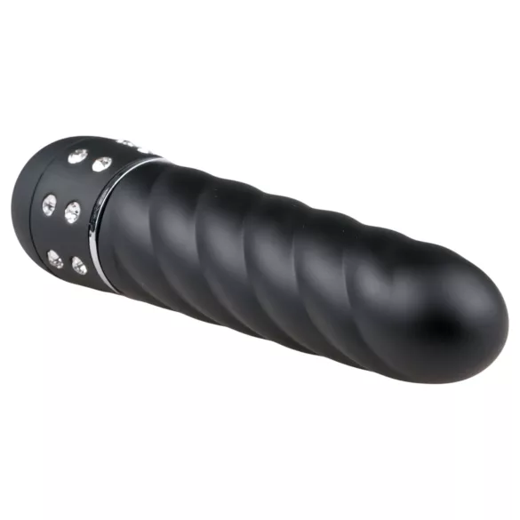 Easytoys - vibrator v obliki palice - diamantni vzorec - črna