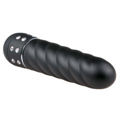 Easytoys Diamond Twirled - vibrator z zvito palico (črn)