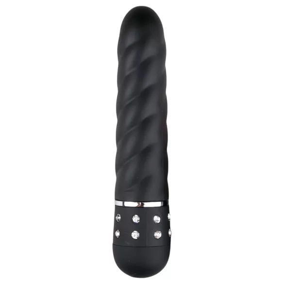 Easytoys - vibrator v obliki palice - diamantni vzorec - črna