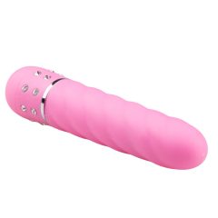 Easytoys Diamond - vibrator z zavito palico (roza)