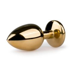   Easytoys Metal No.1 - Vijolični analni dildo s stožcem s kamnom - zlati (2,5 cm)