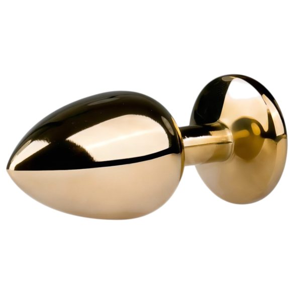 Easytoys kovinski No.1 - z belim kamnom okrašen stožčast analni čep - zlata barva (2,5 cm)