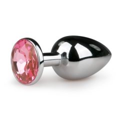   Easytoys Metal No.1 - roza analni dildo s kamnitim stožcem - srebrn (2,7cm)