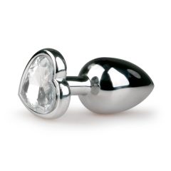   Easytoys Metal No.2 - Analni dildo s kamnom v obliki srca (srebrno-bel) (2,5 cm)