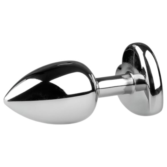 Easytoys - analni čep s srčastim kamnom - kovinski srebrn bel