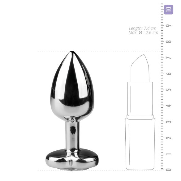 Easytoys - analni čep s srčastim kamnom - kovinski srebrn bel