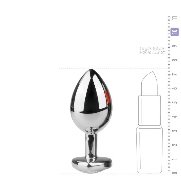 Easytoys - analni čep srček - bela kamna - srebrn