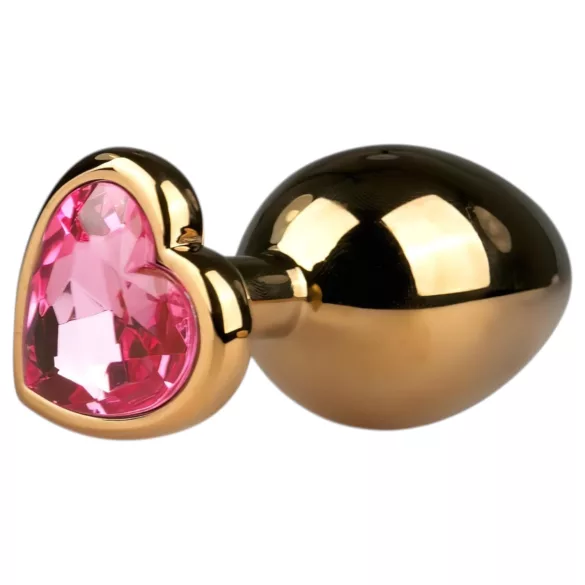 Easytoys - analni čep kovaninski z roza kristalom - zlata barva 3 cm