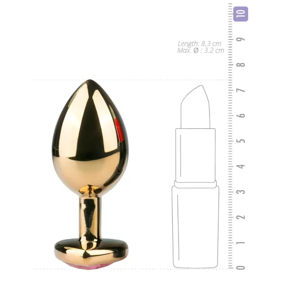 Easytoys - analni čep kovaninski z roza kristalom - zlata barva 3 cm