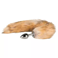   Easytoys Fox NO1 - kovinski analni čep z lisjim repom - srebrno-rdeč