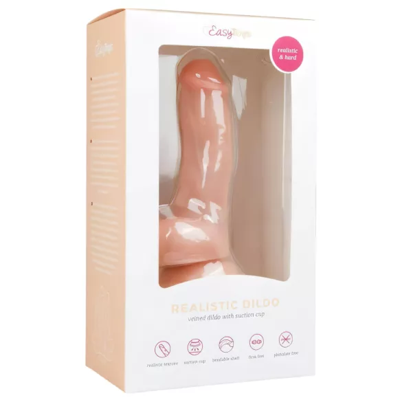 Easytoys - dildo s testisi in priseskom - 15 cm - naravna barva