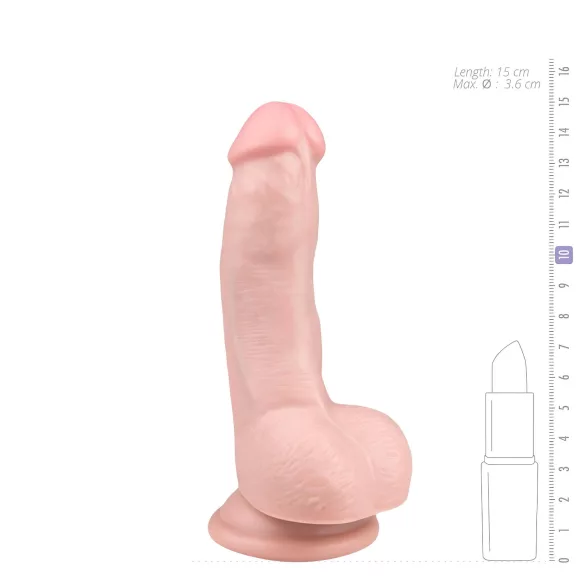 Easytoys - dildo s testisi in priseskom - 15 cm - naravna barva