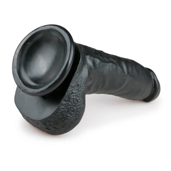 Easytoys - pripenjalni, testisni dildo (20 cm) - črn