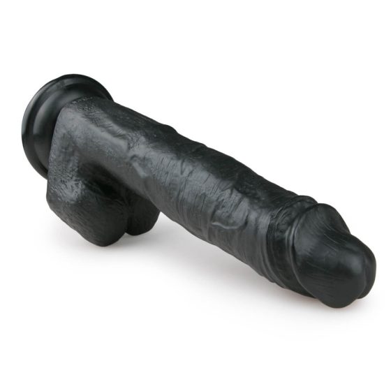Easytoys - Pripenjalni, testisni veliki dildo (26,5 cm) - črn
