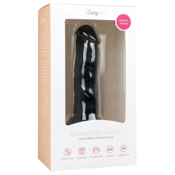 Easytoys - realistični dildo s priseskom - 15,5 cm - črn
