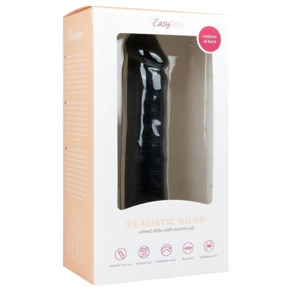 Easytoys - realistični dildo s priseskom - 20,5 cm - črn
