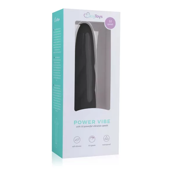 Easytoys - vibracijski dildo - močne vibracije - silikonski črn