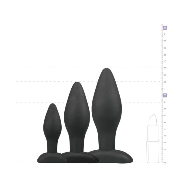 Easytoys Rocket - Komplet analnih vibratorjev - črn (3 deli)
