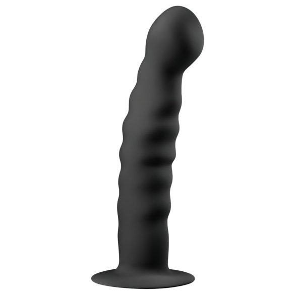 Easytoys - analni dildo z oprijemom - rebrast - 14 cm - črna