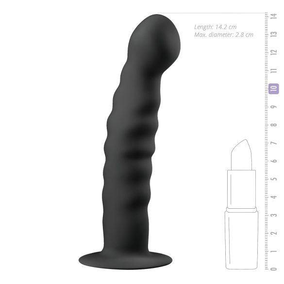 Easytoys - analni dildo z oprijemom - rebrast - 14 cm - črna