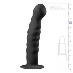 Easytoys Ribbed - analni dildo s sponkami (14 cm) - črn