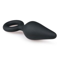   Easytoys Pointy Plug - analni dildo z obročem za oprijem - srednji (črn)